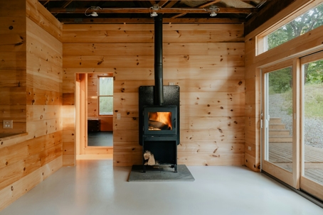 cabin with wood burner