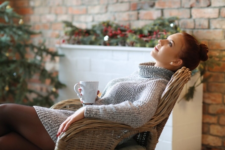 A woman enjoying the cold weather
