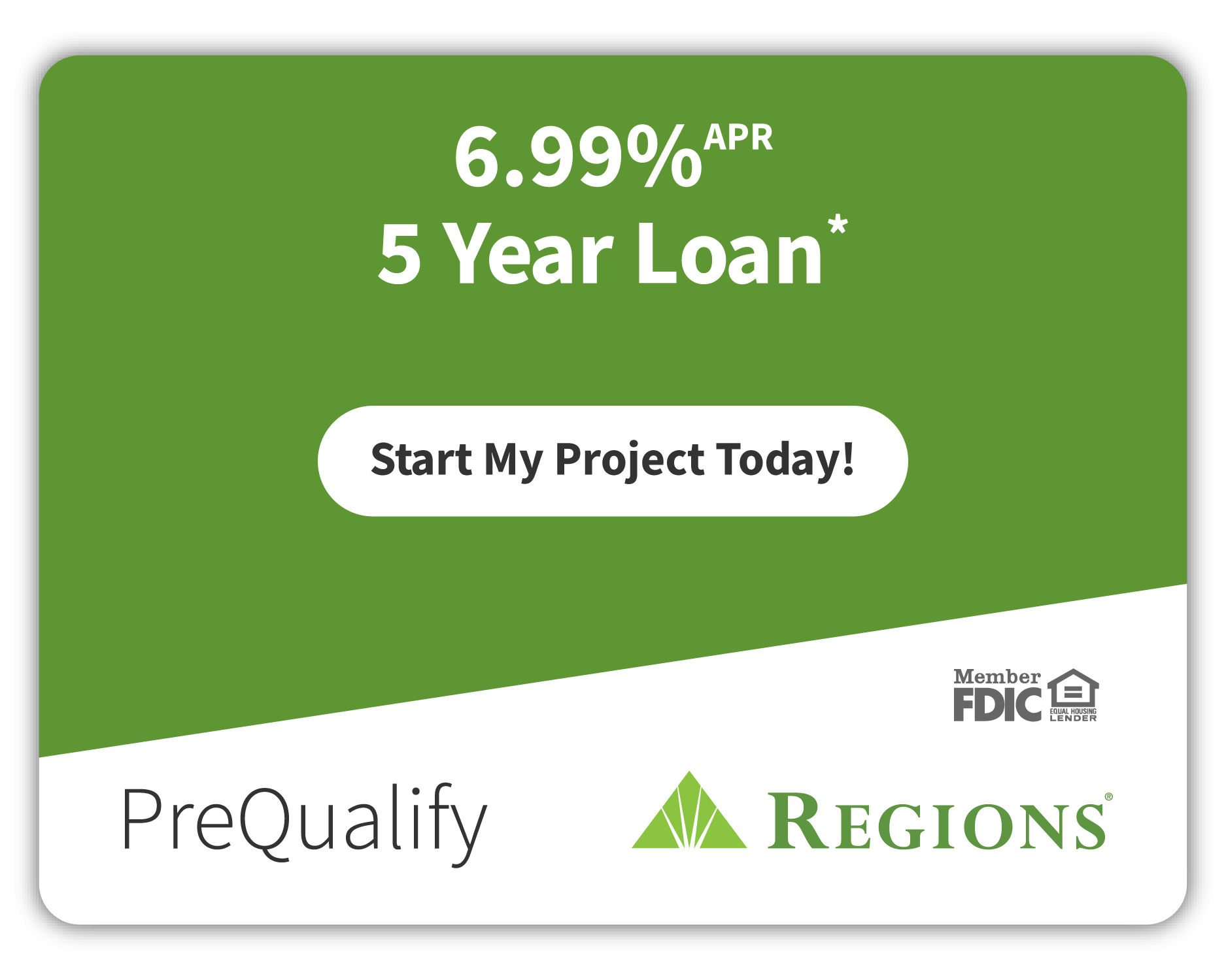 6.99% apr on a 5 year loan. start my project today